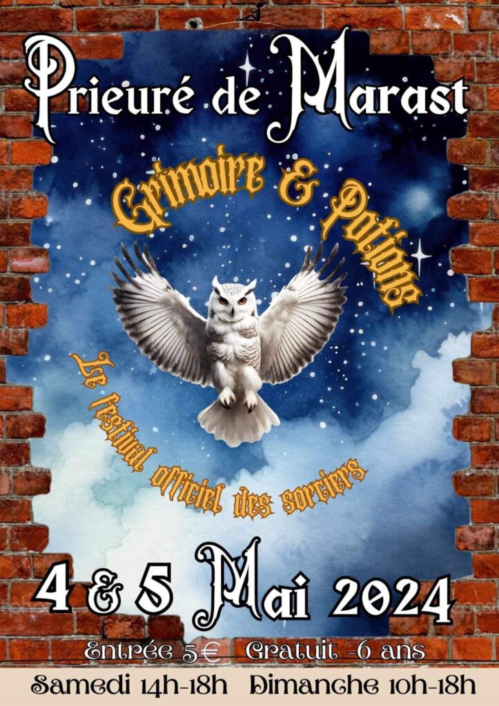 le Festival Grimoire et Potions s'apprête à enchanter le Prieuré de Marast les 4 et 5 mai 2024 ! plumes d'anges y sera