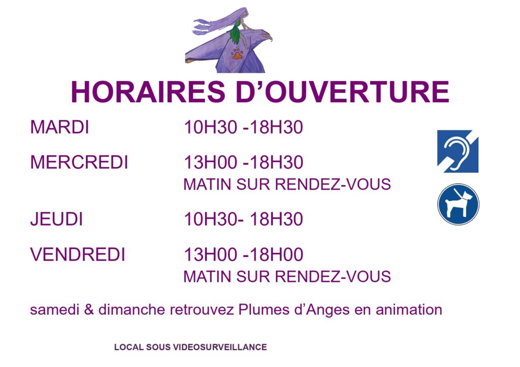 horaires d'ouverture plumes d'anges-octobre-novembre 2024-luxeuil les bains